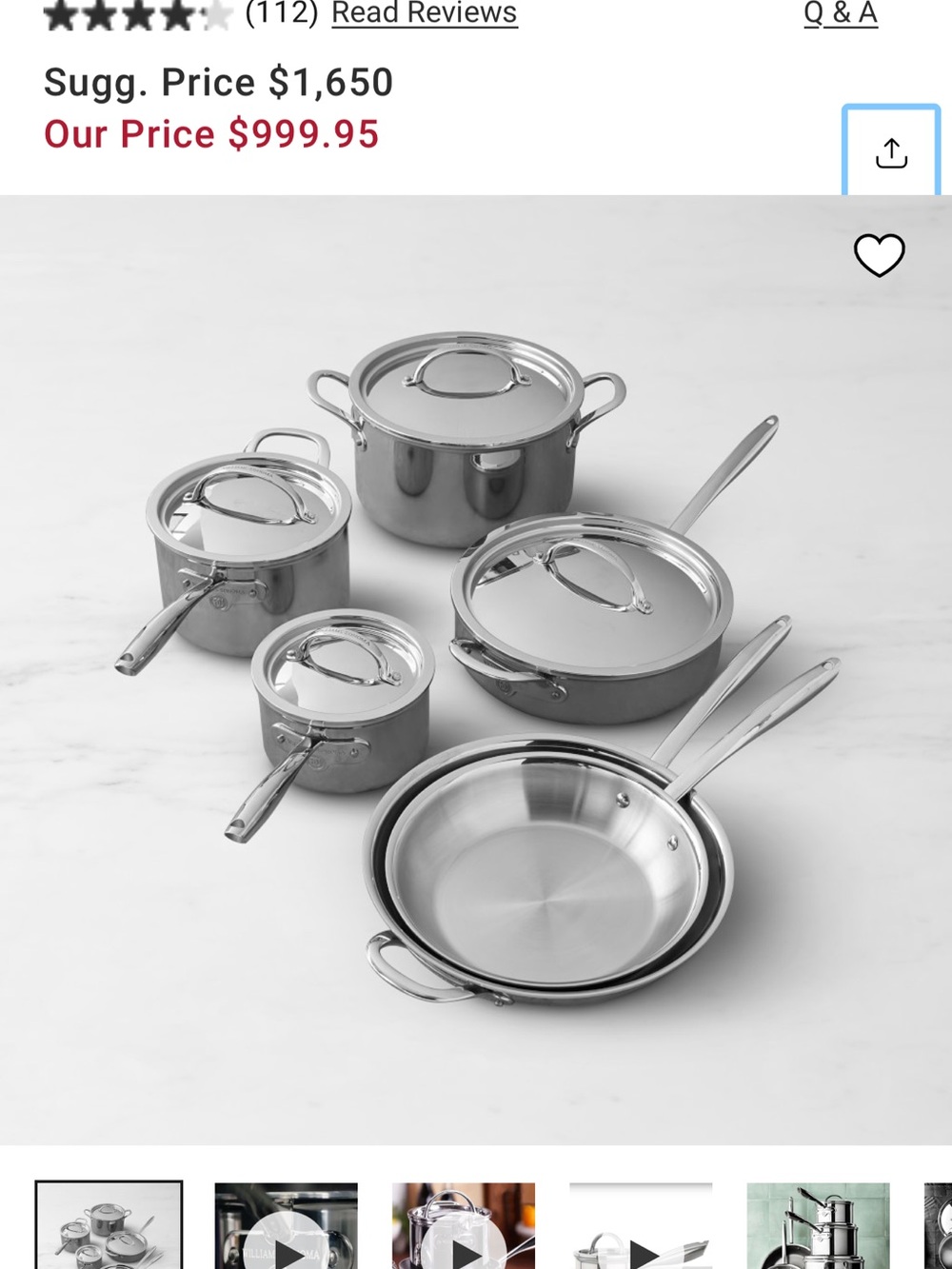 Williams Sonoma Signature Thermo-Clad stainless steel 10 piece cook set
